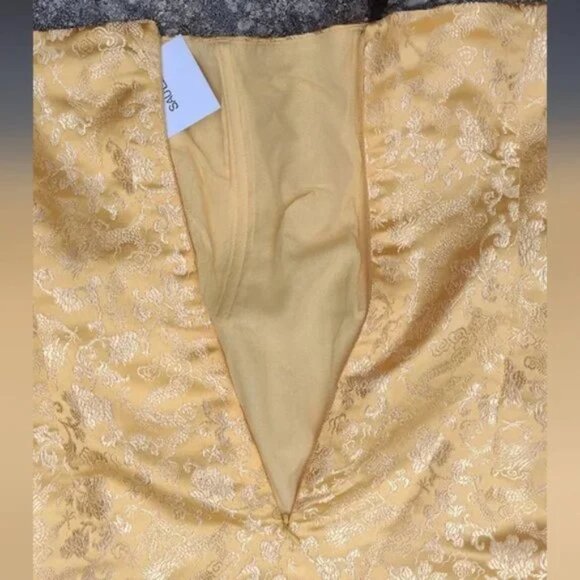 Sau Lee Gold Metallic Brocade Strapless Mini Dress Cocktail Holiday Party 10 NWT - Picture 6 of 7